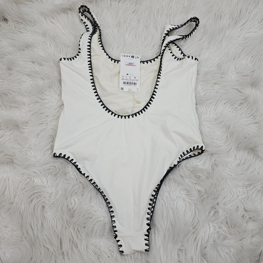 Zara Home One Piece Swimsuit Contrast Stitch Women's Size Large - Picture 6 of 15